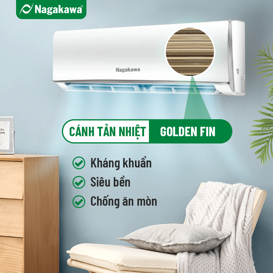 Điều hòa Nagakawa NIS-C12R2H08, golden fin